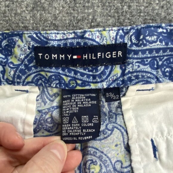 Vtg Tommy Hilfiger Pants Women's 31x30 Blue Paisley Boho Retro Y2K Lightweight - Picture 6 of 12
